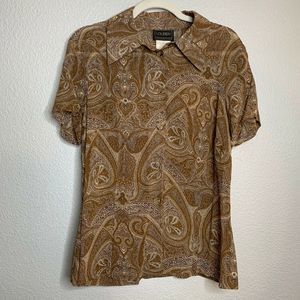Vintage LOUBEN 10 Brown Paisley Short Button Down